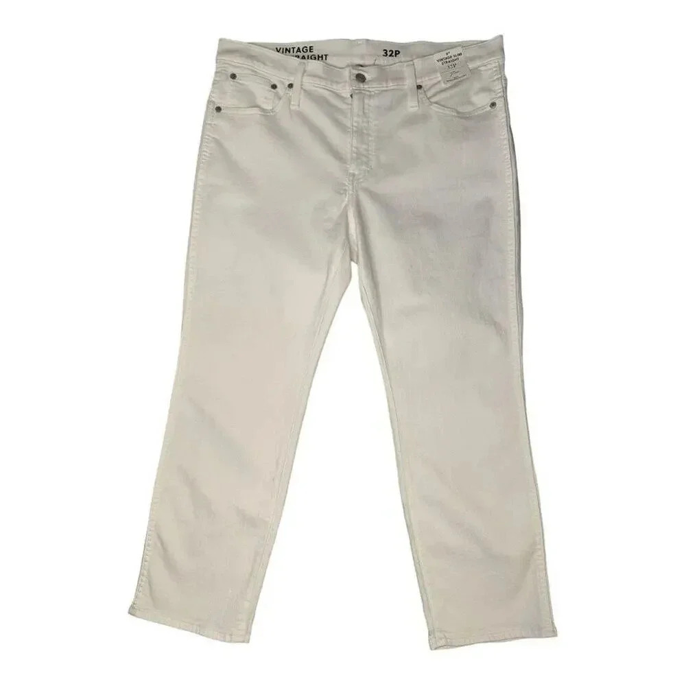 NEW J. Crew‎ Size 32 Petite 9" vintage slim-straight jean in white NWT